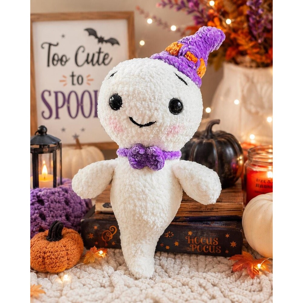 Gertie the Ghost Crochet Plush Cute Halloween Witch Ghost Handmade Amigurumi